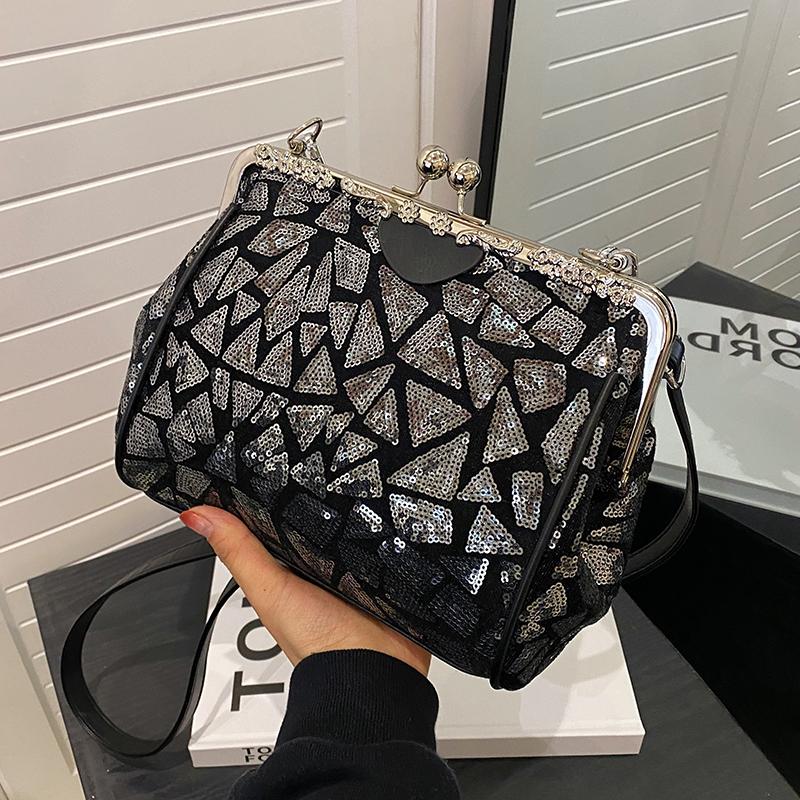Romantic Wedding Clutch Bag Sparkling Ladies Evening Bag Large Capacity Sequin Design Crossbody Bag Clip-Tatchel Tote Hand Bag