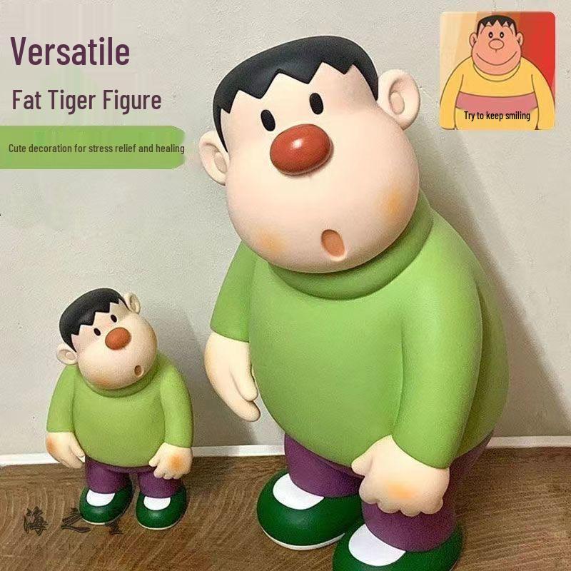 Chubby Tilt-Head Anime Figurine: Trendy Cartoon Ornament Toy for Living Room or Birthday Gift.