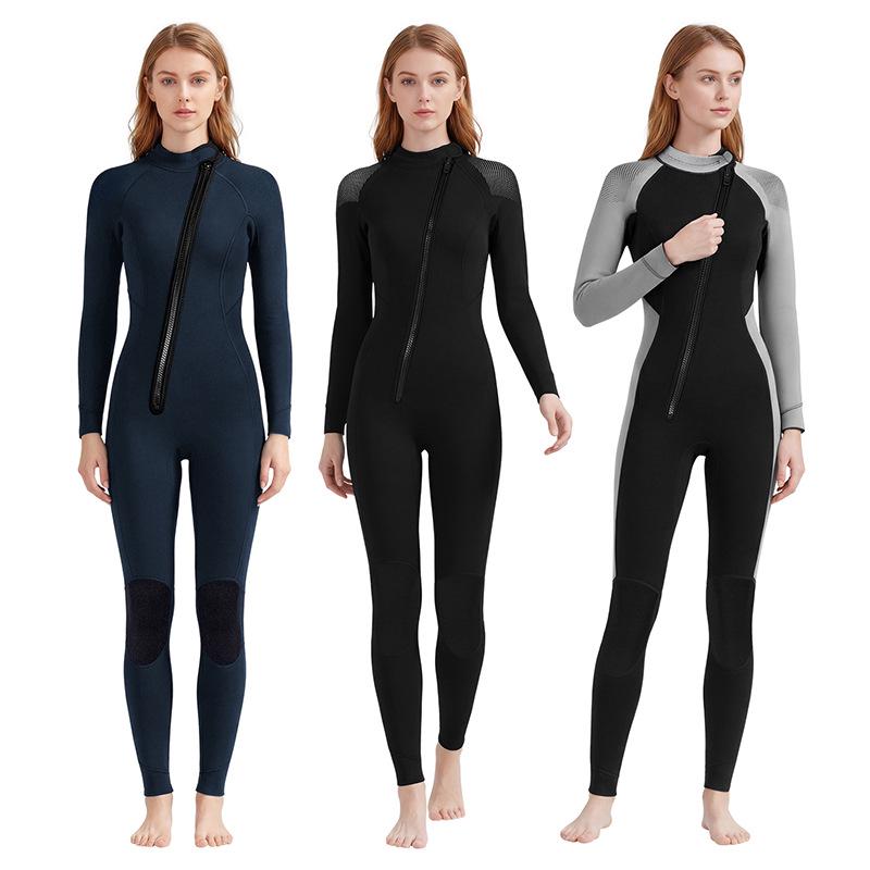 Women's Full 3MM Wetsuit: Long Sleeve, Thick, Warm, Ideal for Snorkeling, Swimming, Surfing, Cold Protection, Jellyfish Guard