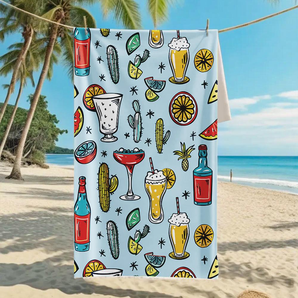 New, Double-sided Velvet Beach Towel Quick-drying Sports Towel Printed Bath Towel