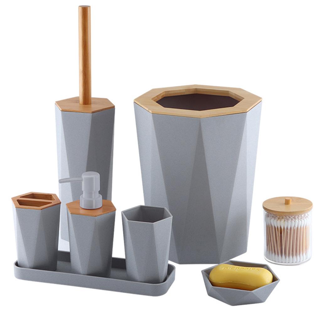 8-teiliges Badezimmer-Set mit Becherhalter, Seifenspender, Mülleimer, Bürste, Badezimmerzubehör mit Seifenschale, Spender, Mülleimer, Toilettenbürste
