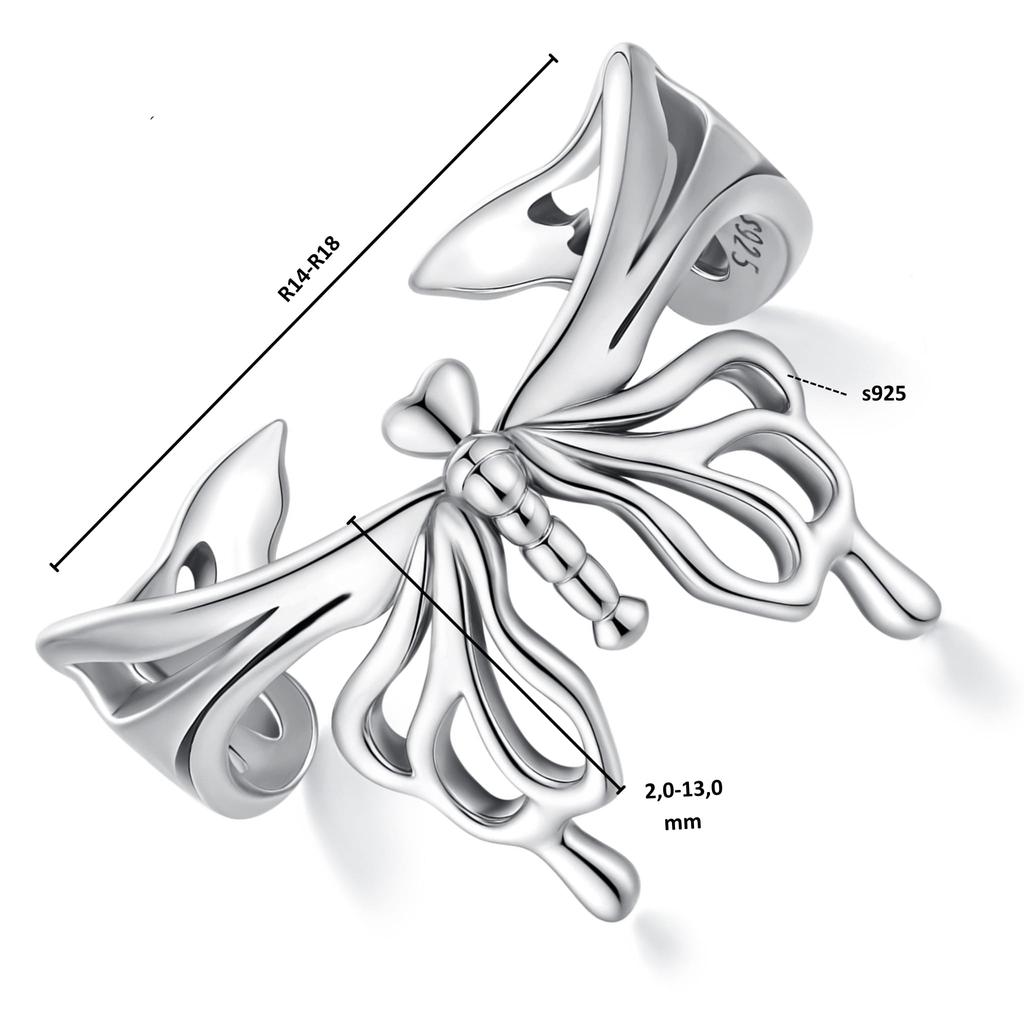 Silver Universal Ring Beautiful Butterfly Silver 925