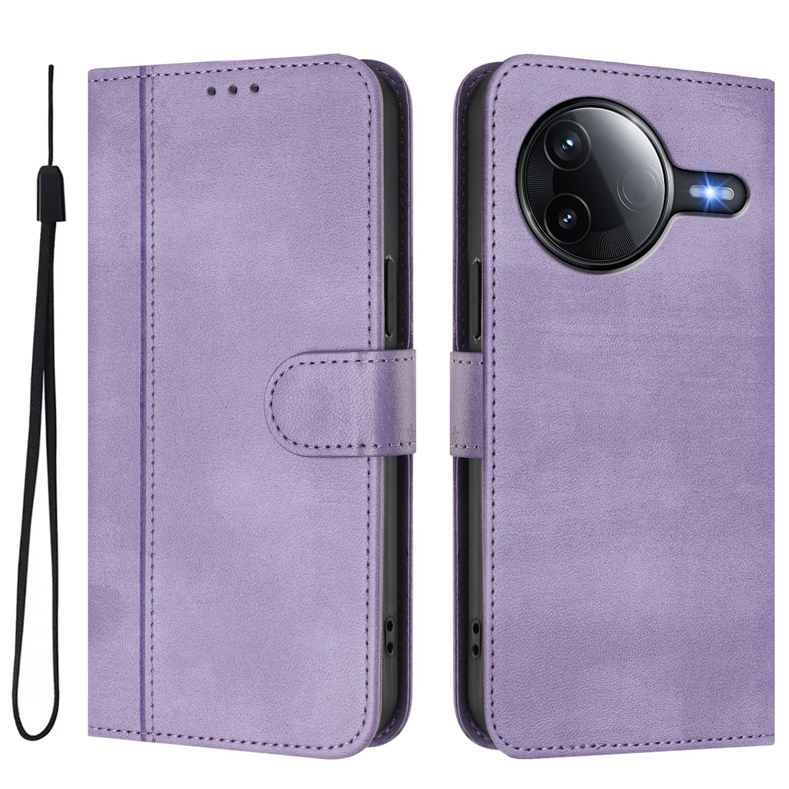 

For Xiaomi Redmi K80 5G/Xiaomi Redmi K80 Pro 5G/Xiaomi Poco F7 Ultra 5G Cases Wallet Stand Retro Texture Leather Phone Cover with Lanyard Light Purple