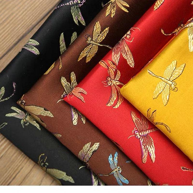 High-Density Nylon Dragonfly Jacquard Cheongsam Fabric - Chinese Silk Satin Hanfu for Children's Brocade