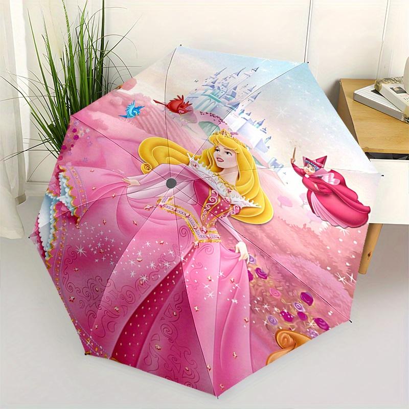 

Princess Aurora, Enchanted Garden Automatic Opening and Closing Umbrella - 8 Ribs Portable Folding Umbrella with Plastic Handle, Suitable fo
