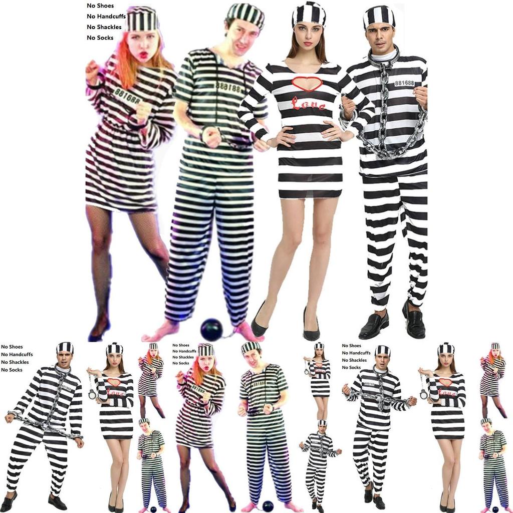 Unisex Convict Prisoner Outfit With Bold Striped Pattern Designed For Holiday Celebrations And Themed Events