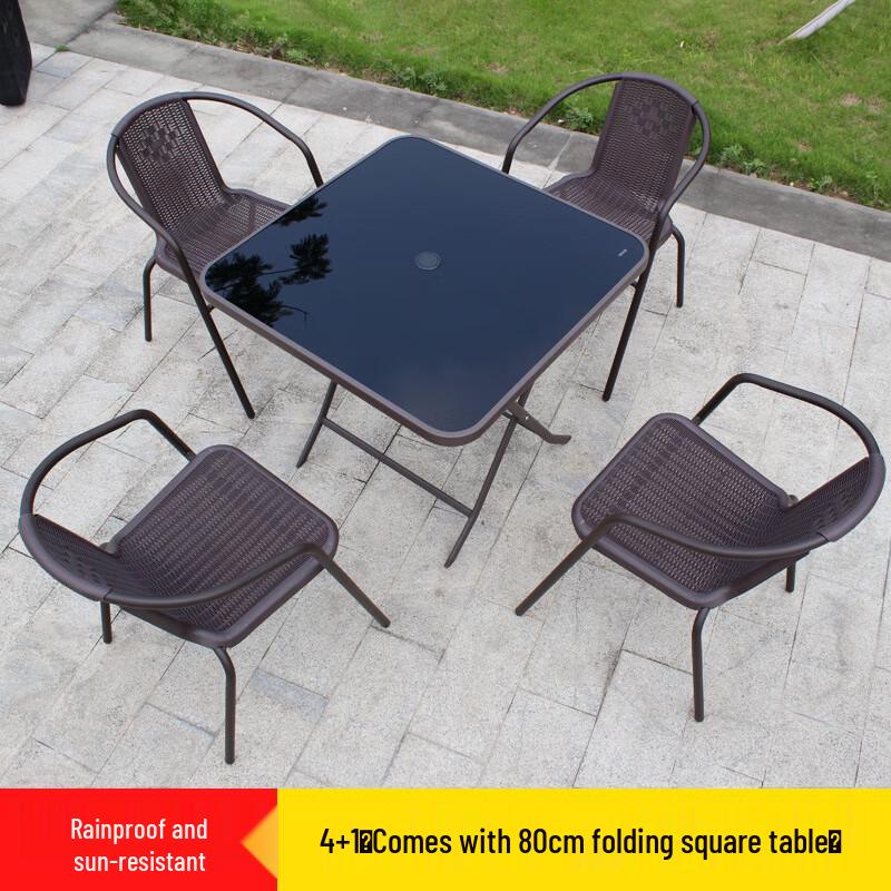 ZISIZ Outdoor Leisure Balcony Coffee Table and Patio Chair Set