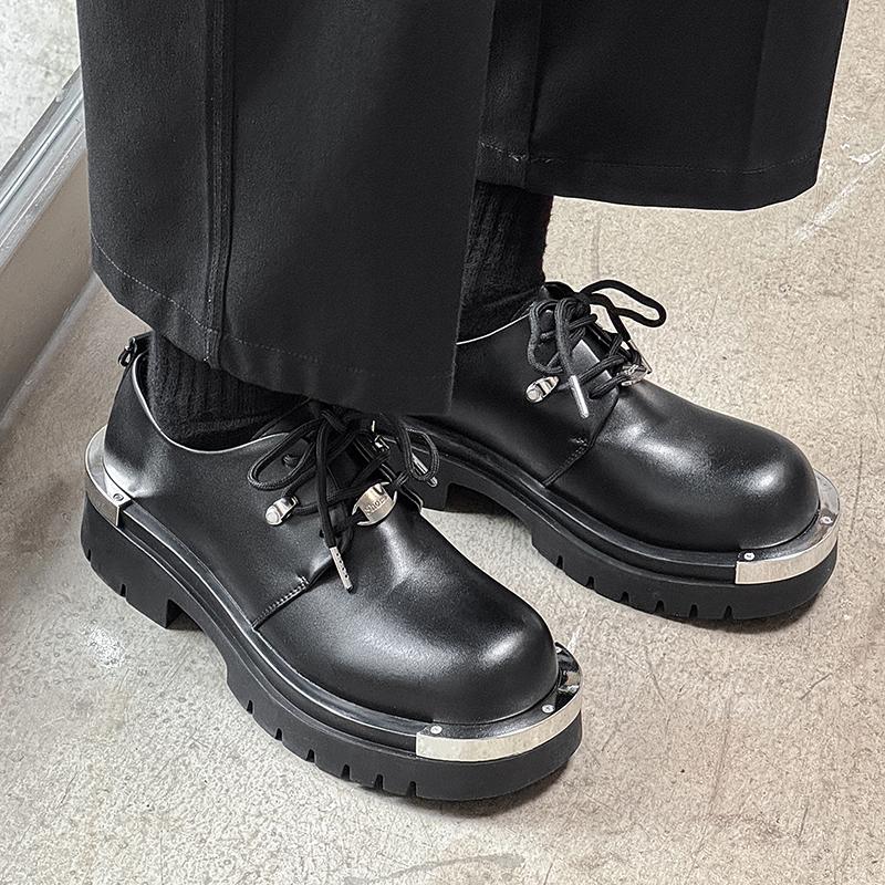 Fashion Derby Men's Leather Shoes Classic Designer Luxury Style Office and Leisure Business Thick Soled Height Increasing Youth Shoes