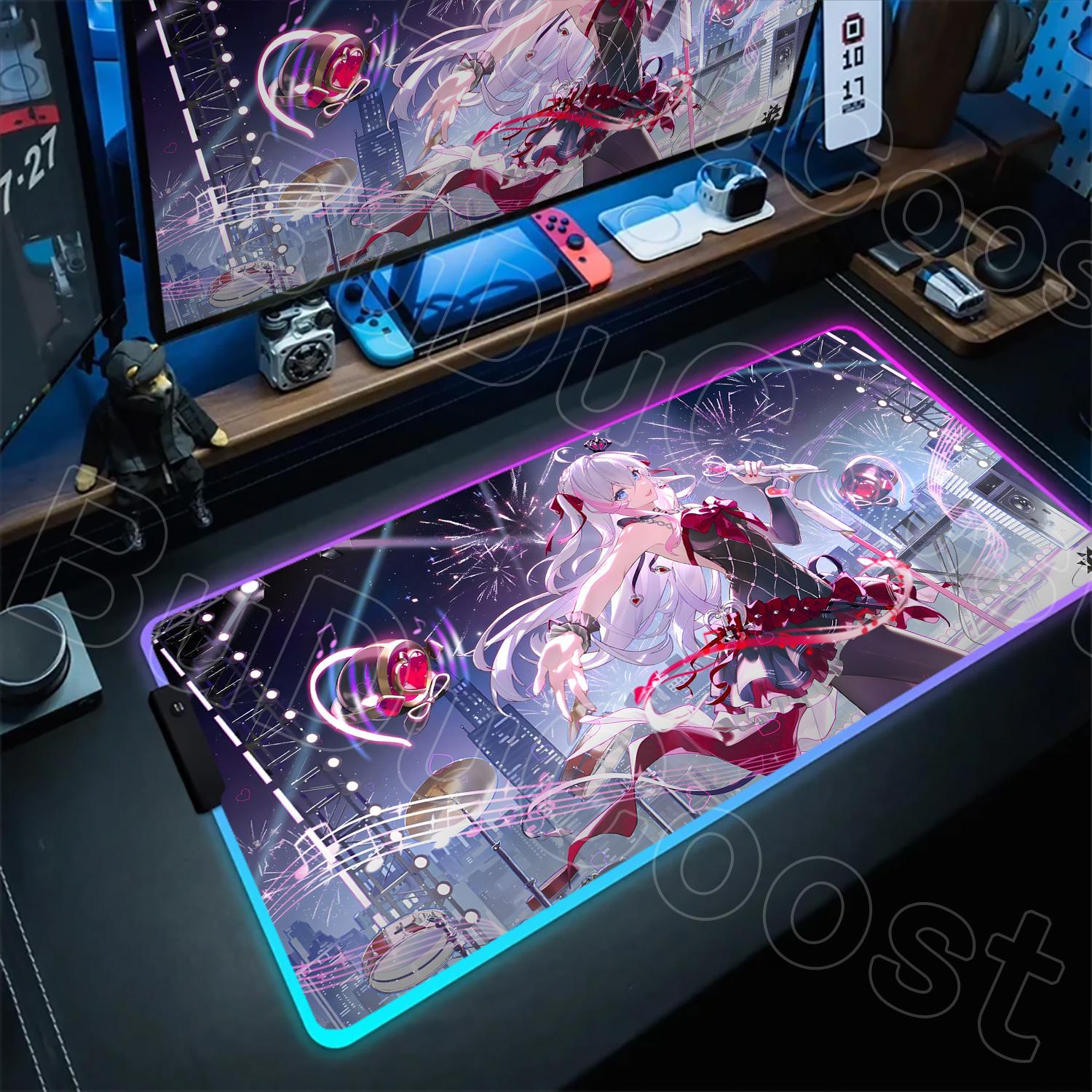 

New S-Strinova Gaming Mouse Pad RGB Anime Gamer Keyboard Computer Table Mousepad Desk Accessories Cabinet Pc Mat HD Carpet Large RGB600x300x3mm