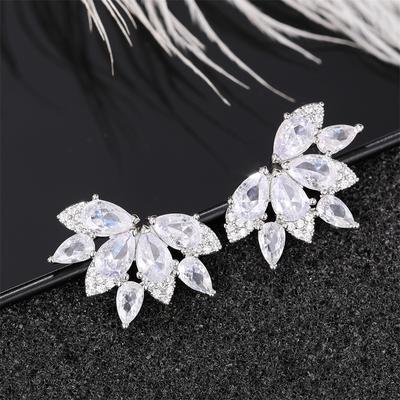 Newly Designed Women Earrings with Pear Cubic Zirconia Crystal Temperament Aesthetic Lady Earrings Wedding Party Jewelry
