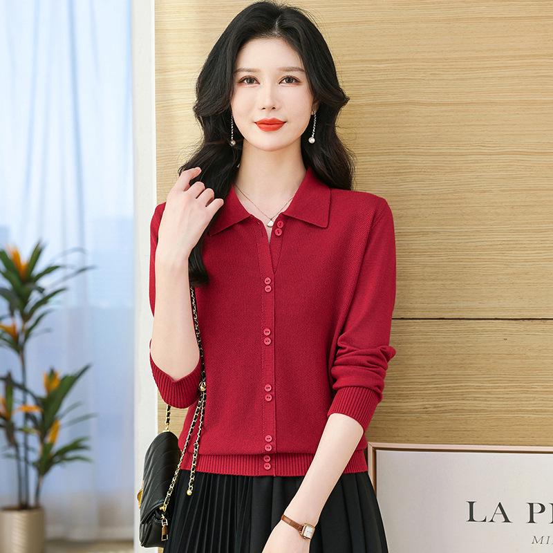 Women's Knitted Sweater - Loose Square Collar, Plus Size, Fashion Base Shirt for Autumn/Winter, Middle-Aged Mom's Clothing 2025