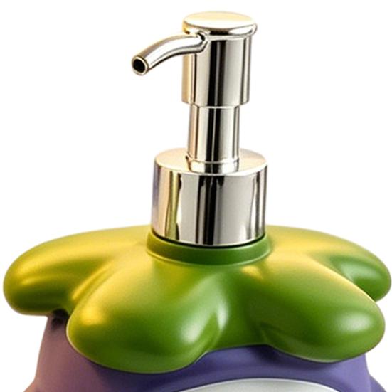 450ML Cartoon Mangosteen Soap Dispenser, Refillable Liquid Hand Soap Shower Gel Container, Bathroom Empty Pump Lotion Bottle