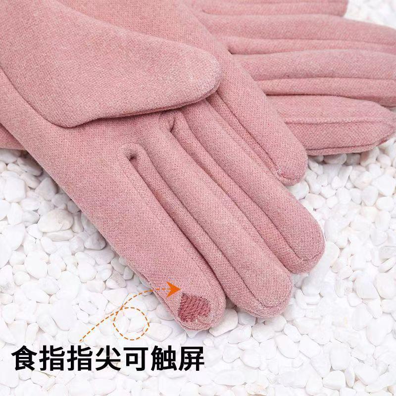 Warm Gloves Women's Velvet Thickened Cold-proof and Warm Cute Student Driving Gloves