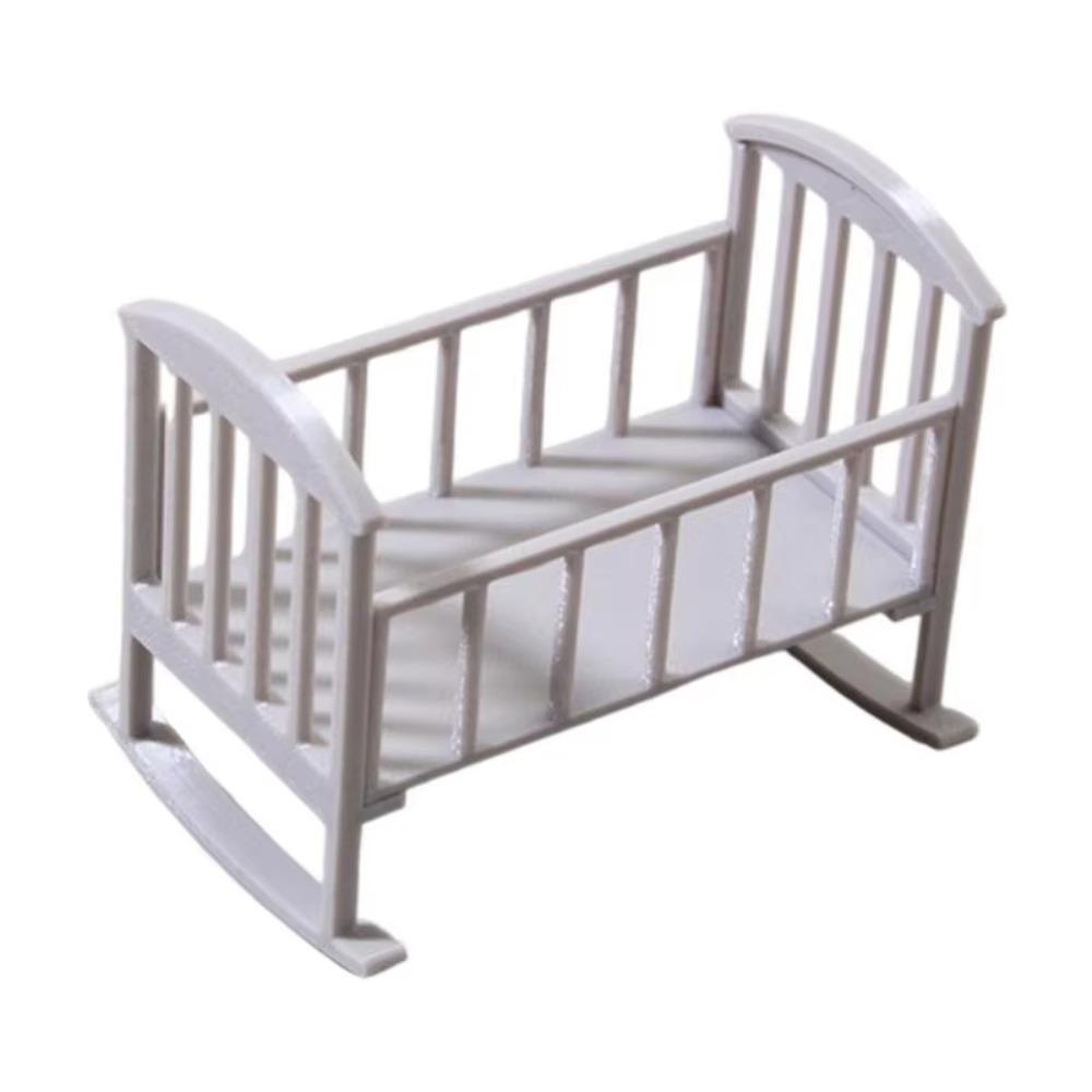 Miniature Dollhouse Cradle Simulation Mini Baby Crib Unique Rocking Bed Model  Dollhouse Decoration
