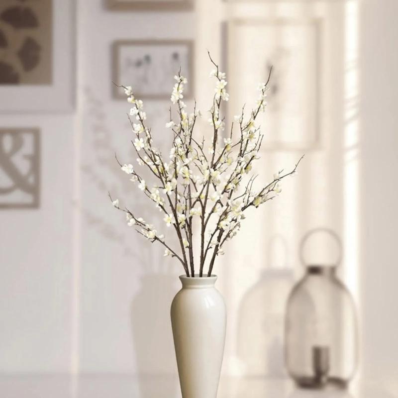 Real Touch Tall Faux Plum Blossom Artificial Flower with Stems for Floral Arrangements
