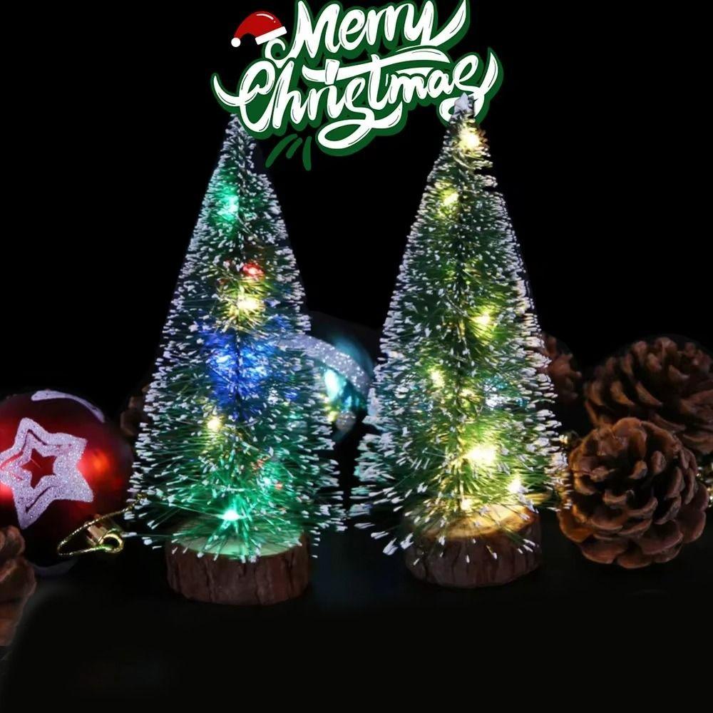New 20/25/30/40cm Mini Christmas Tree DIY Handicraft LED Light Artificial Christmas Tree Party Decoration New Year Gift