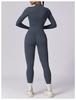 European & American Long Sleeve Zipper Bodysuit - Hip-Lifting Fitness & Yoga Pants for Women In Black