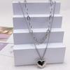 European & American Titanium Steel Thick Chain Heart Pendant Choker Necklace for Women