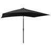 Solar Powered LED Sun Umbrella with Steel Pole Black 2x3 M