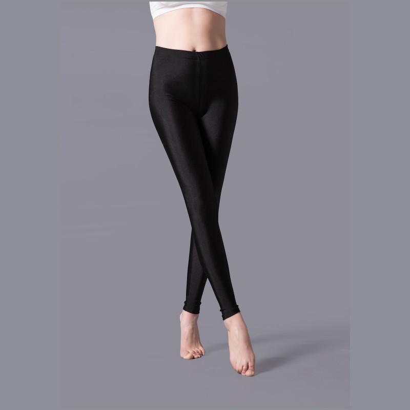 Glossy Fluorescent Leggings: Smooth, Solid Color Dance Performance Pants