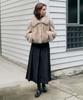 Itove Seoul Suede Long Pleated Skirt Black