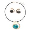 Sturdy Alloy Turquoise Necklace Earring Set Decoration for Women Trendy Jewelry Statement Pieces Portable for Parties