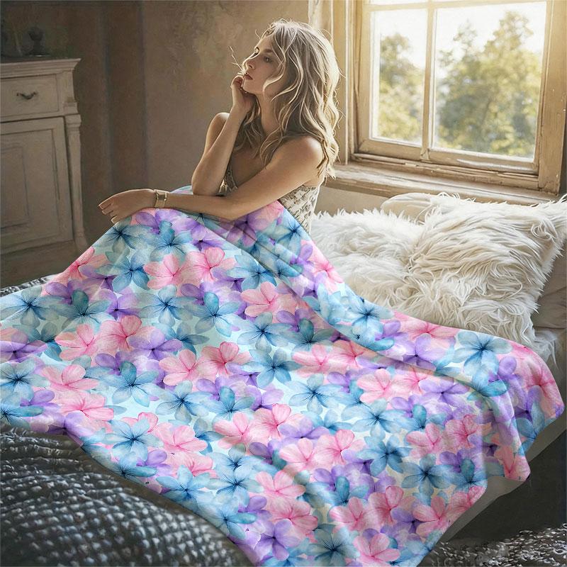 Pastel Mix Blooms Flannel Blanket Warm Soft Halloween Christmas Decorative Couch Warm Cozy All-Season Gift