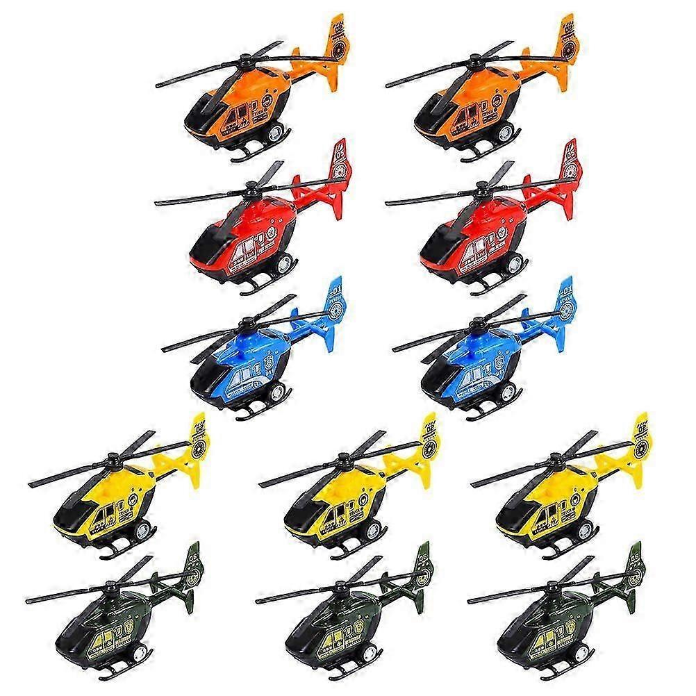 12Pcs Children Airplanes Toys Pull Back Power Helicopter Toys Pullback Helicopters