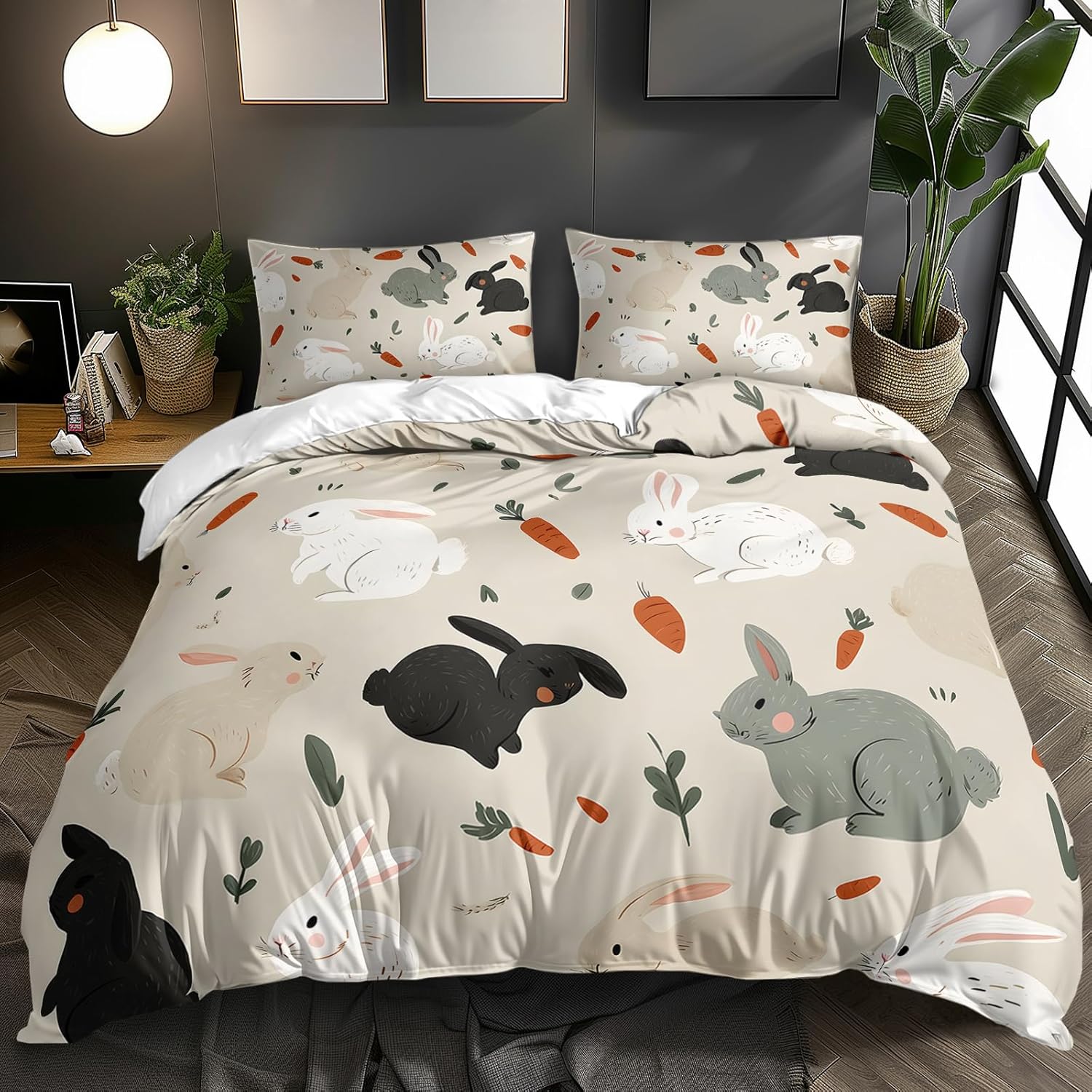 

Carton Animal Soft Duvet Cover Lovely Rainbow Rabit Beding Set Microfiber Wildlife Comfortable Quilt Cover Twin Sized Dimensions For Young Girls Young 135*200cm Eu-Single