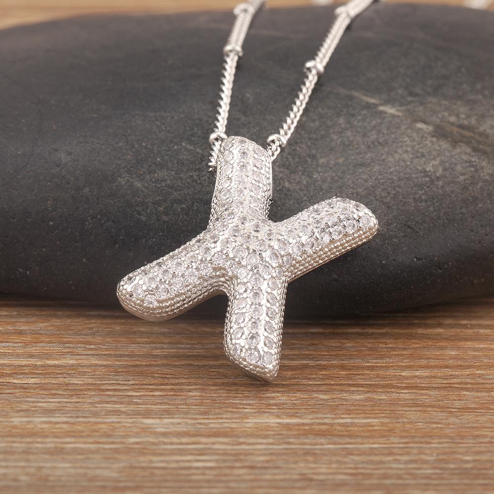 Nidin Vânzare Fierbinte Pavé Cristal Zircon A-Z Litere Colier cu Pandantiv Inițialele Numelor Cuplurilor Alfabet Bijuterii Cadou Fin