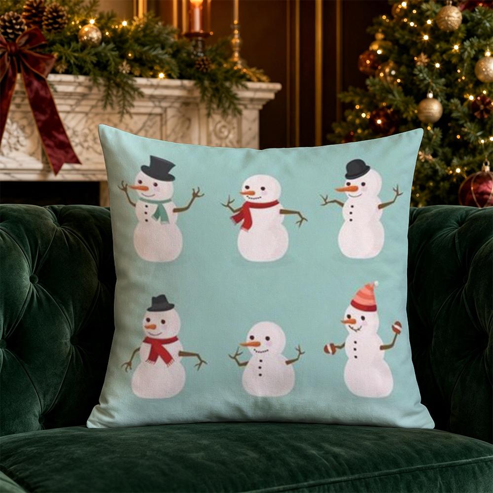 Christmas Cute Snowman Pillow Covers Pattern Cushion Cover Suitable for Sofa Bedroom Car Pillow Cover