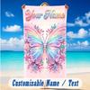 Butterfly Theme Beach Towel Personalized Custom Name & Text Soft Quick Dry Beach Towel for Swimming Travel