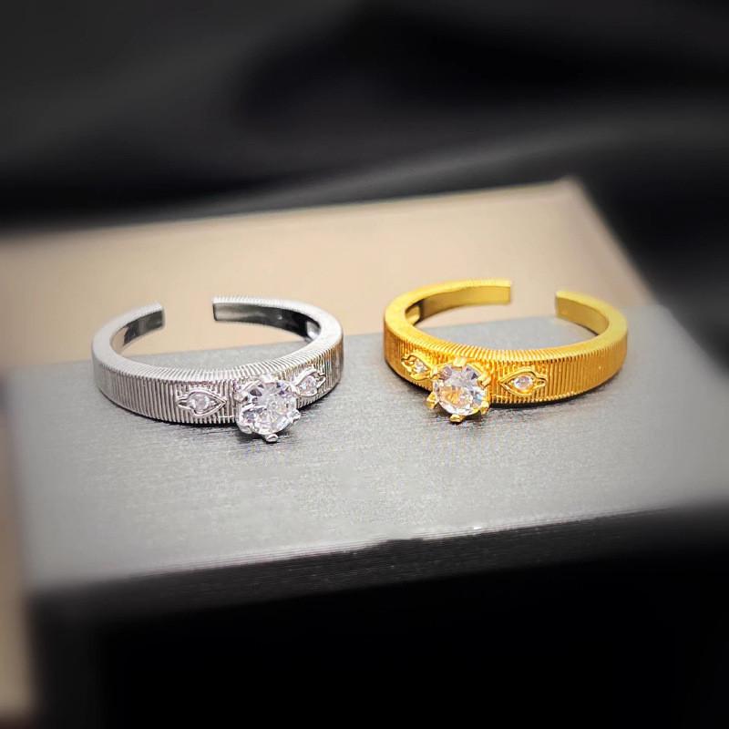 Chic Unique Design Geometric Pattern Copper Ring For Women Elegant Fashionable Adjustable Jewelry