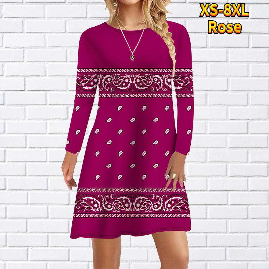 

Женское повседневное платье с принтом в виде капель воды Платья для женщин с круглым вырезом и коротким рукавом Платье больших размеров 8XL ярко-розовый