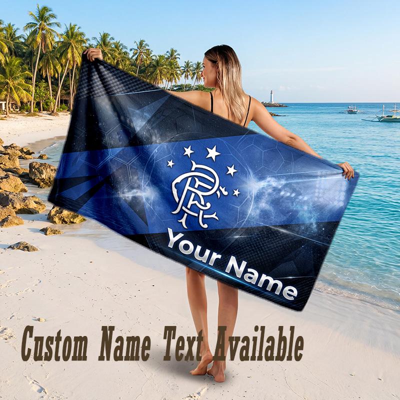 Rangers FC Design Beach Towel Custom Text Large Towel for Beach Vacation