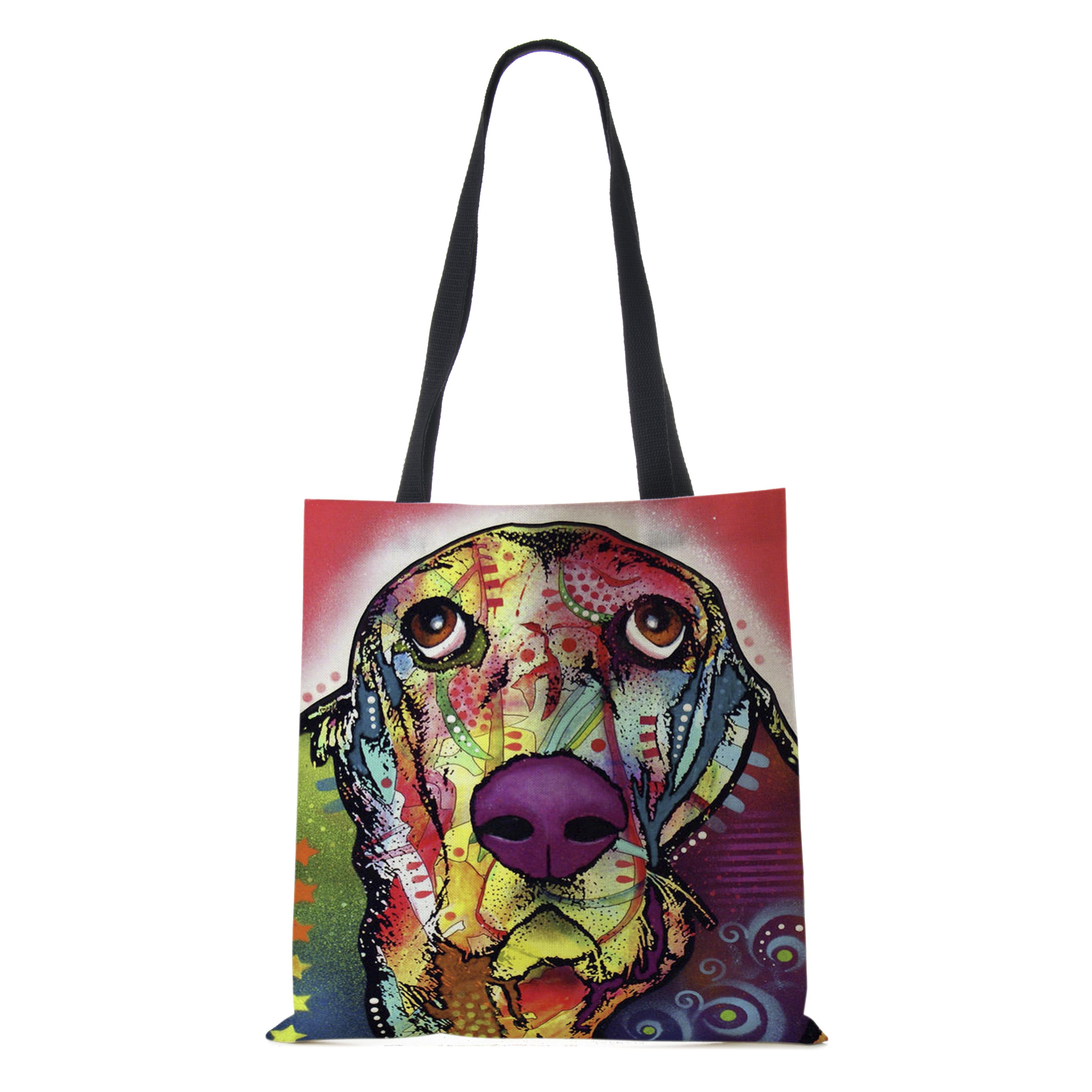 

Женская сумка Холщовая сумка-тоут с принтом собаки Повседневная Дорожная Пляжная Подарочная сумка CLE