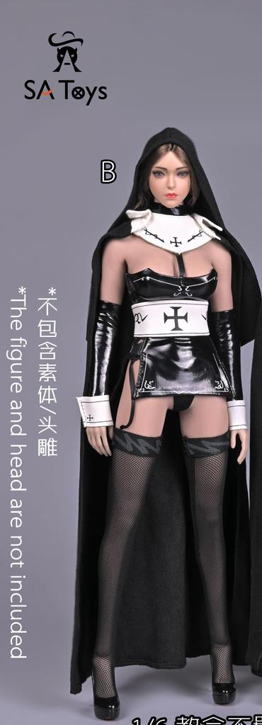Toy Hobby Scale Action Figure Compatible with TBLeague Body SAtoys SA002B Fashion Sexy Church Nun Beautiful Clothes and High Heel Shoes Set and Head