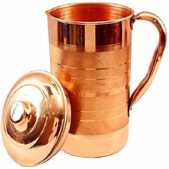 Ręcznie wykonany dzbanek z czystej miedzi, 1500 ml do przechowywania i serwowania wody