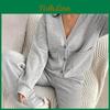 Twopiece Womens Ensemble Casual Long Sleeves And Straightleg Sweatpants With A Drawstring Waist Designed In A Minimalist Style