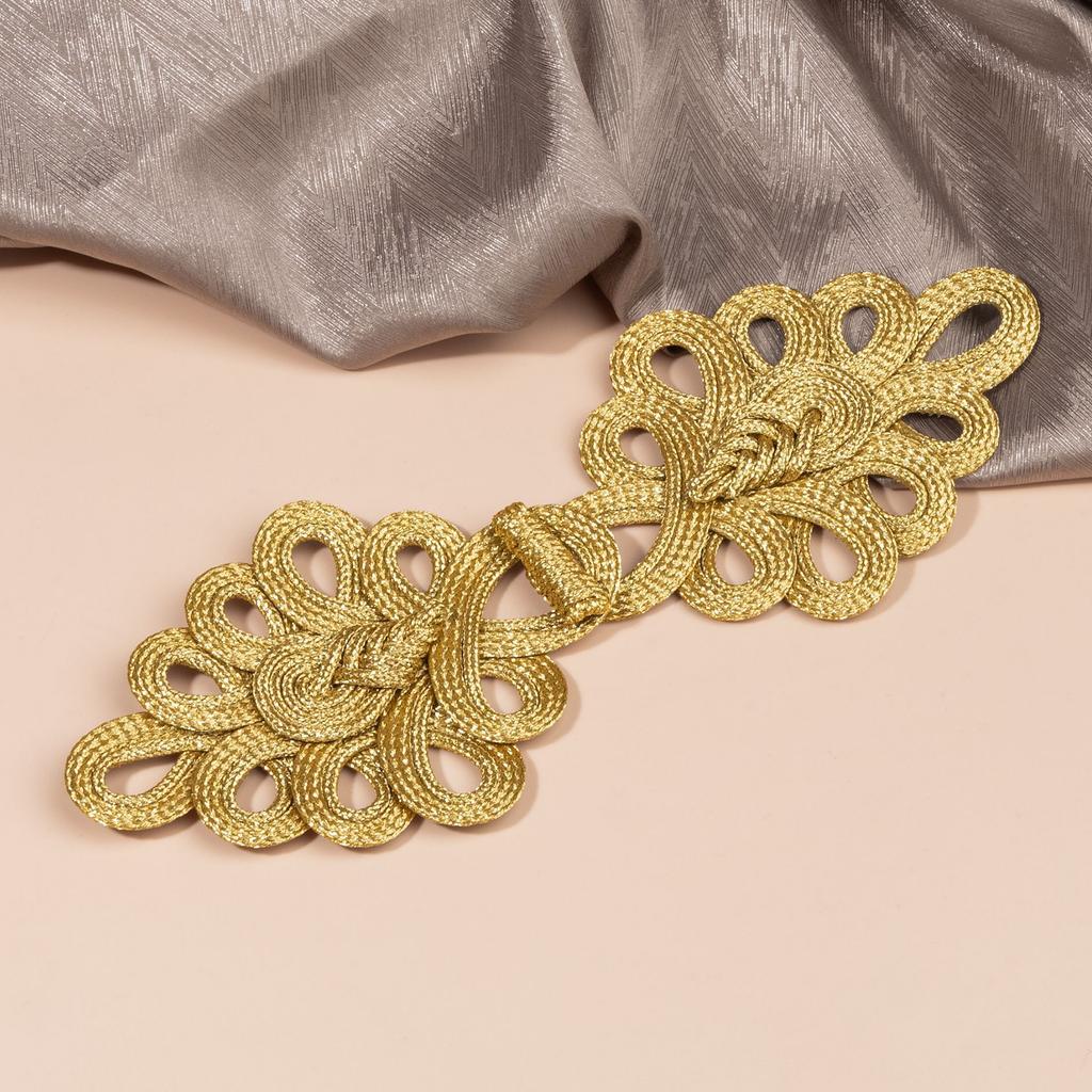 1 Pairs Handmade Chinese Frog Closure Buttons Knot Cheongsam Button Large Gold Wire Button Exquisite Bowknot Dress