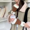 1Pair Fingerless Gloves Solid Color Plush Warm Knitted Soft Half-Finger Flexible Cold-proof
