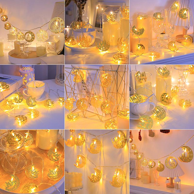 Middle Eastern Festival Gold Iron LED String Lights for Room Decor