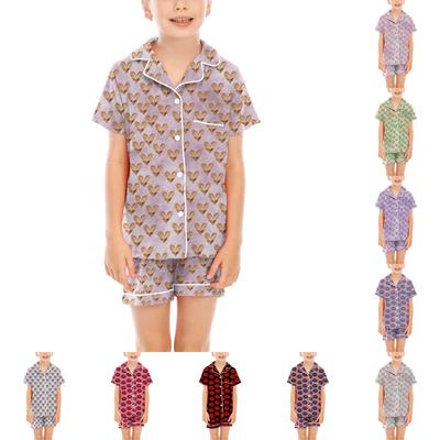 Kinder-Pyjamas, modisches zweiteiliges Hemd-Shorts-Set, weiches Urlaubs-Freizeitkleidungs-Set