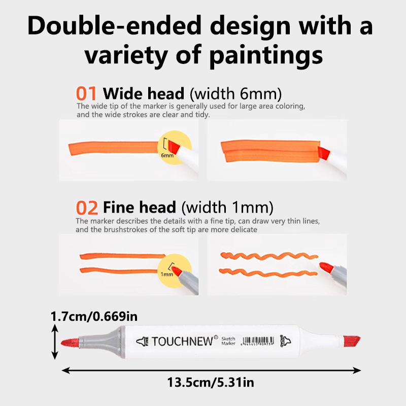 40/60/80/168 Farben Alkoholmarker Set Doppelspitzen Permanent Kunstmarker Stift zum Ausmalen Malen Skizzieren und Zeichnen