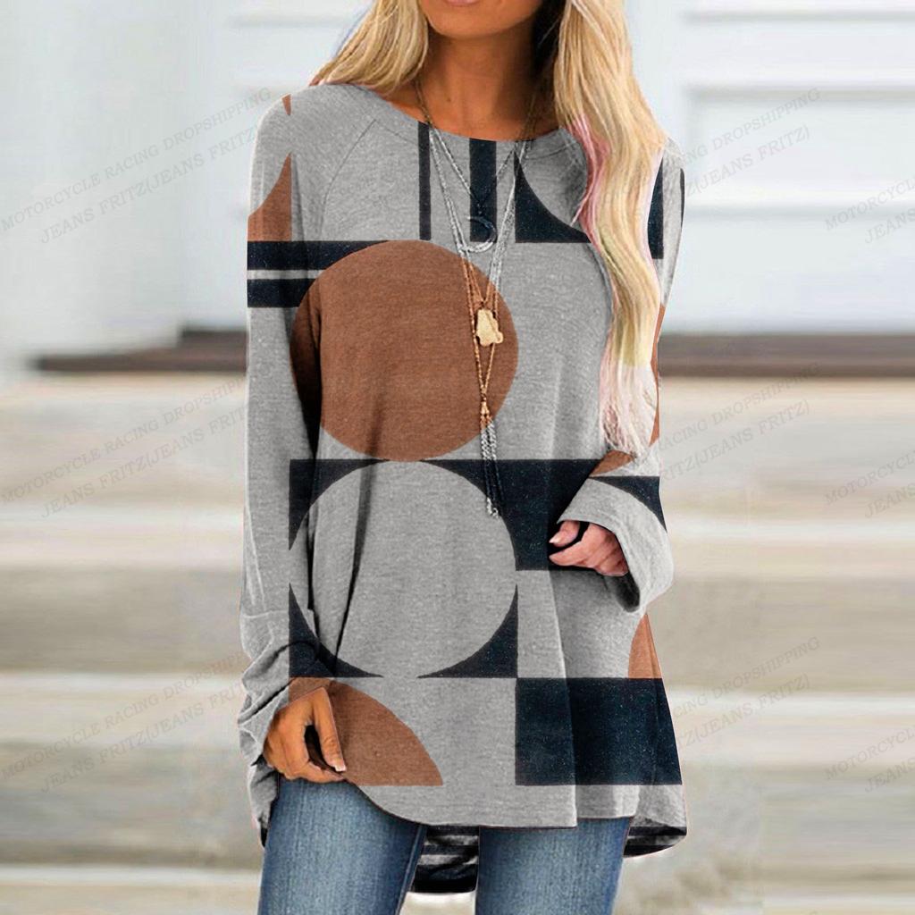 Patwork T Shirt Women's T-shirt Women Fashion T-shirt Color Block Tshirt Long Sleeve Tops Tees Ladies Tshirt Tunic Tops Girl