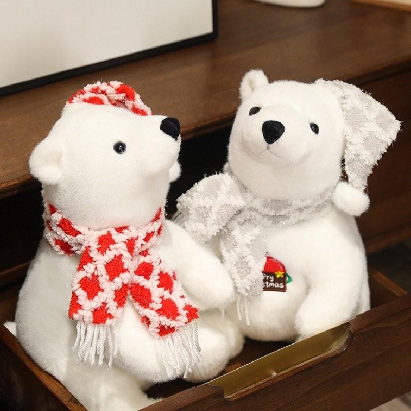 Adorable White Plush Polar Bear Toy With Cute Scarf Perfect For Kids Birthday Gifts And Decorations