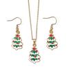 Stainless Steel Christmas Earrings & Necklace Set: Bells, Snowflakes, Santa, Tree, Candy Cane for Women