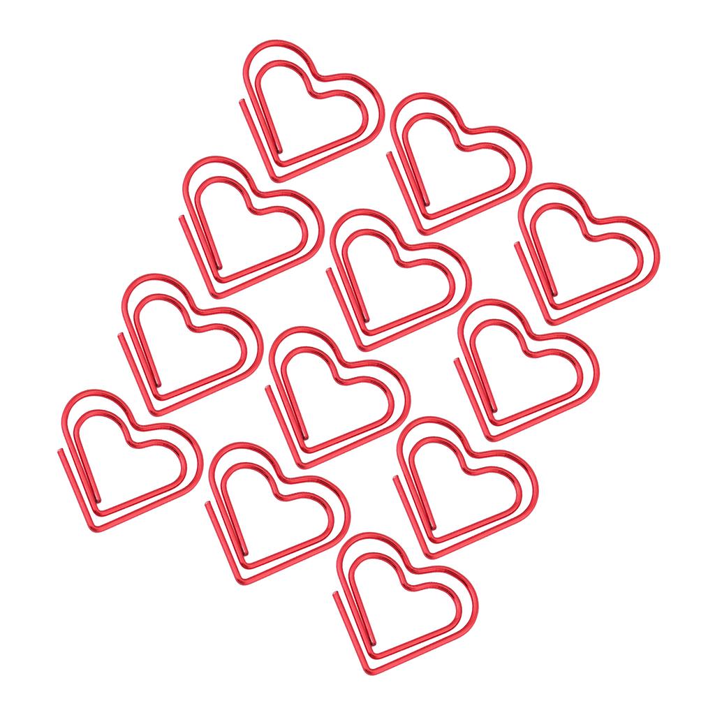 12pcs Heart Shape Paper Clips Bookmark Marking Document Organizing Clip Stationery Supplies