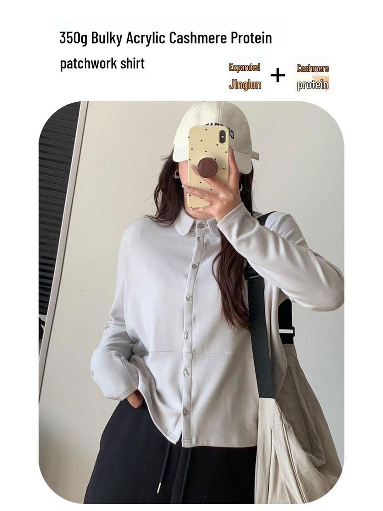 New Double-Sided Plush Women's Autumn/Winter Shirt with Cashmere Protein, 3A Antibacterial, Slim Fit—Wear Out or as Base Layer