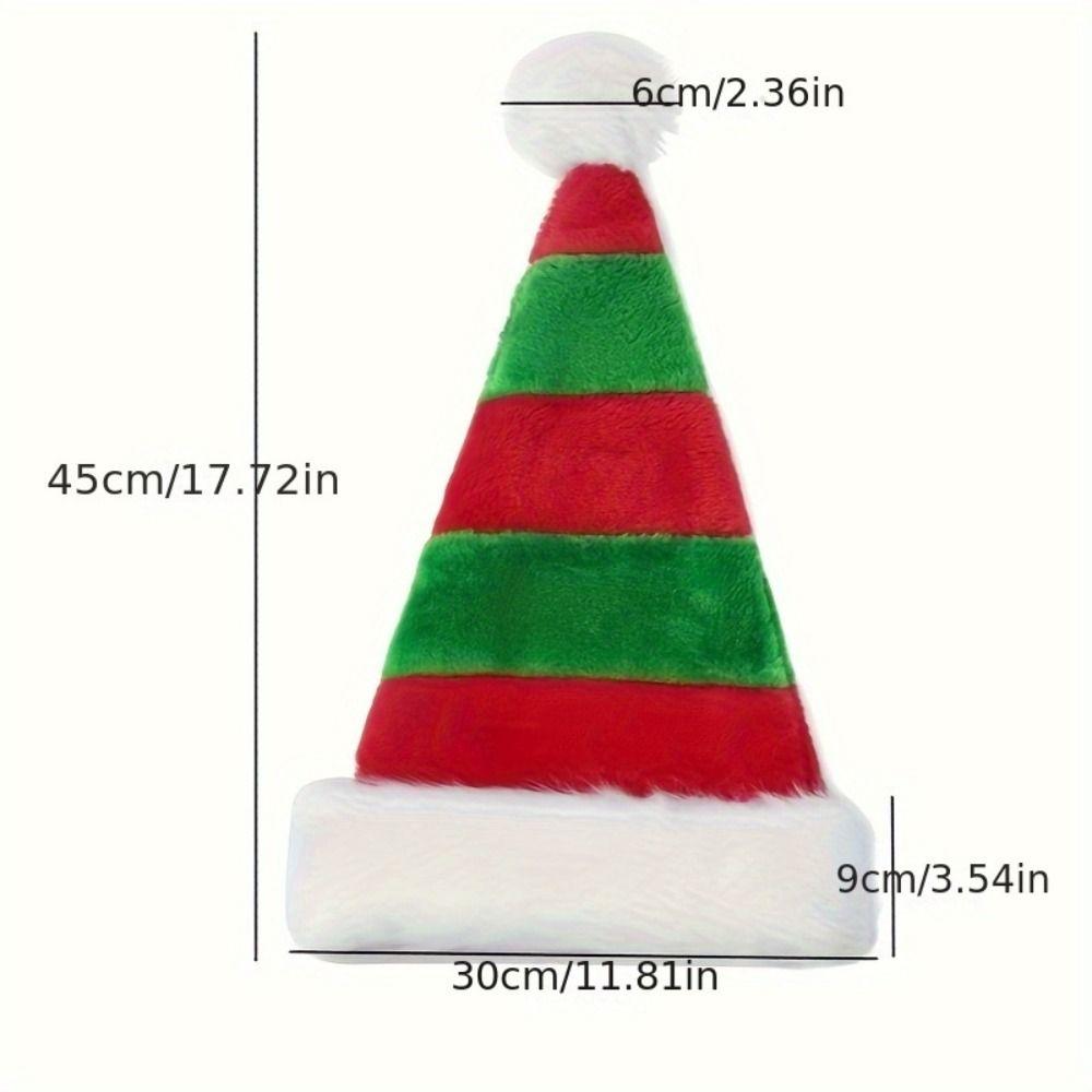 Thicken Santa Hat Plush Warm Winter Cap Striped Splicing Christmas Hat Holiday Costumes Dress Up